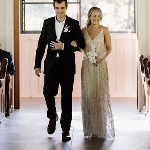 BHLDN Fidelia beaded bridesmaid maxi dress